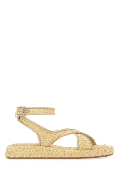 GIA BORGHINI TWO-TONE RAFFIA ROSIE 17 SANDALS