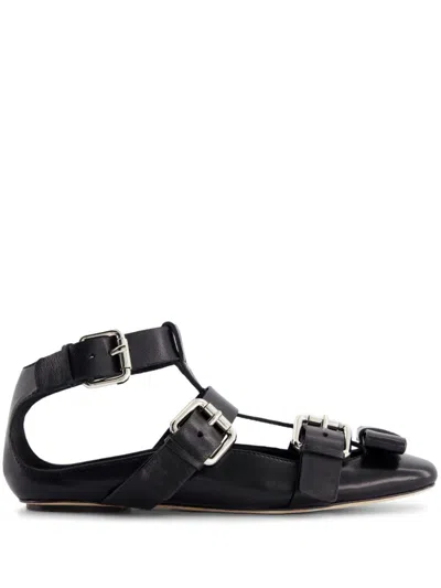 GIAMBATTISTA VALLI BOW-DETAIL LEATHER BALLET FLATS