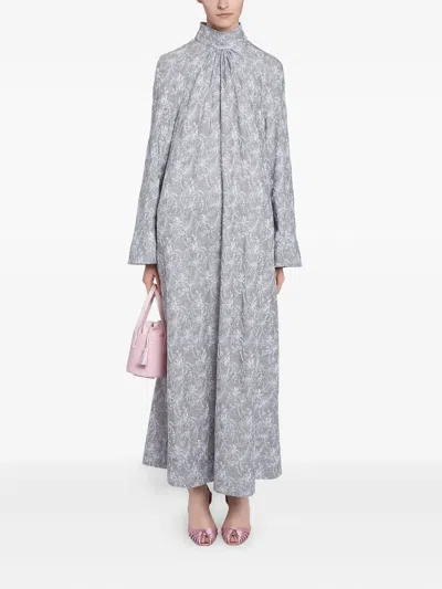 GIAMBATTISTA VALLI EMBROIDERED HIGH-NECK DRESS