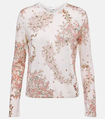 GIAMBATTISTA VALLI FLORAL CASHMERE AND SILK CARDIGAN