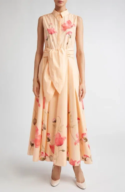 GIAMBATTISTA VALLI GIAMBATTISTA VALLI POPPY PRINT TIE WAIST COTTON POPLIN SHIRTDRESS