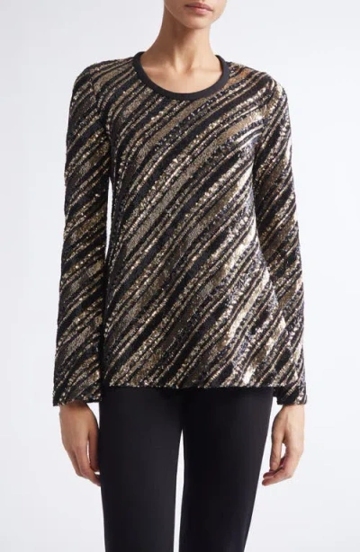 GIAMBATTISTA VALLI GIAMBATTISTA VALLI STRIPE SEQUIN LONG SLEEVE TOP