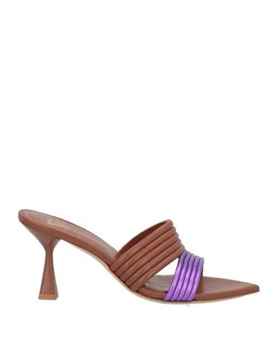 GIAMPAOLO VIOZZI GIAMPAOLO VIOZZI WOMAN SANDALS BROWN SIZE 8 LEATHER