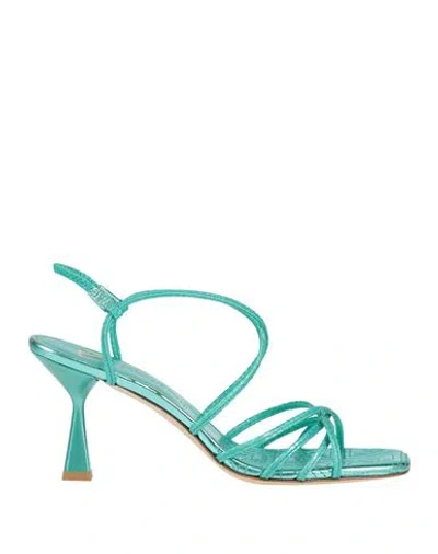 GIAMPAOLO VIOZZI GIAMPAOLO VIOZZI WOMAN SANDALS TURQUOISE SIZE 8 LEATHER