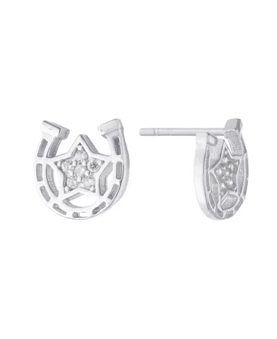 GIANI BERNINI CUBIC ZIRCONIA (0.02 CT.T.W) HORSESHOE STUD EARRINGS IN STERLING SILVER