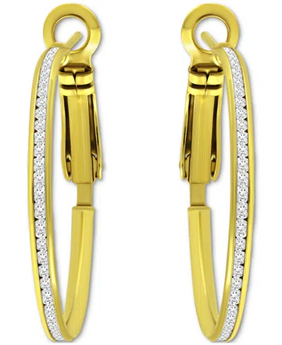 GIANI BERNINI CUBIC ZIRCONIA CHANNEL-SET MEDIUM HOOP EARRINGS, 1.18", EXCLUSIVELY AT MACY'S