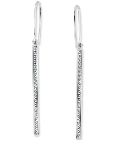 GIANI BERNINI ROUND CHANNEL SET CUBIC ZIRCONIA LINEAR FISH HOOK DROP EARRINGS