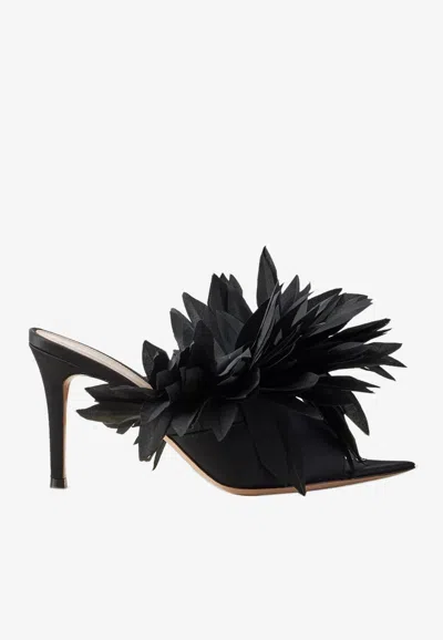 GIANVITO ROSSI DANIAH 85 FRINGED SATIN MULES