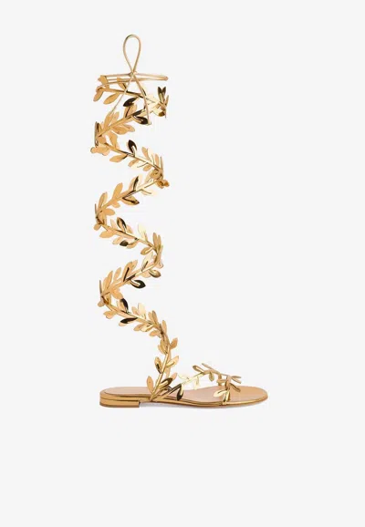 GIANVITO ROSSI FLAVIA GLADIATOR METALLIC LEATHER SANDALS