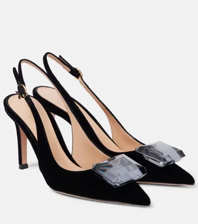 GIANVITO ROSSI JAIPUR 85 VELVET SLINGBACK PUMPS