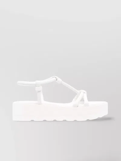 GIANVITO ROSSI LEATHER MARINE SANDALS KNOTTED STRAPS