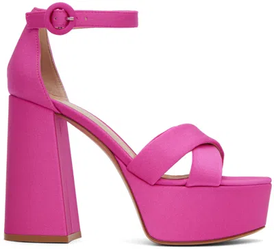 GIANVITO ROSSI PINK SHERIDAN HEELED SANDALS