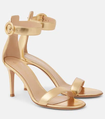 GIANVITO ROSSI PORTOFINO 85 METALLIC LEATHER SANDALS