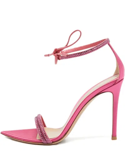 GIANVITO ROSSI PRE-OWNED 110MM CRYSTAL-STRAP SATIN SANDALS