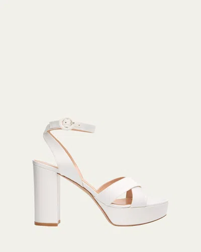 GIANVITO ROSSI SABRINA SATIN CRISSCROSS ANKLE-STRAP PLATFORM SANDALS