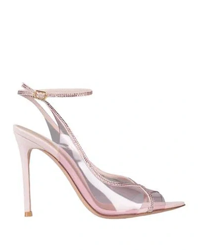 GIANVITO ROSSI GIANVITO ROSSI WOMAN SANDALS LIGHT PINK SIZE 6 LEATHER, RUBBER