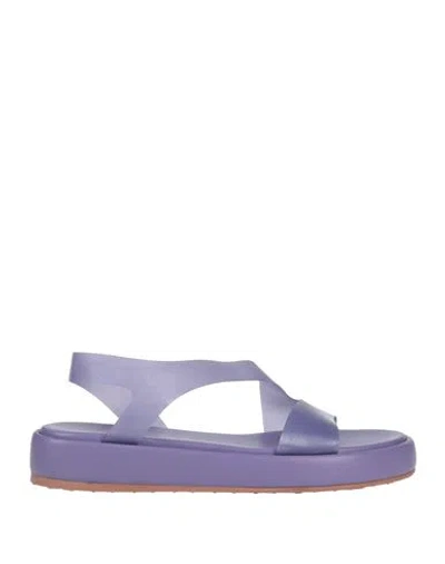 GIANVITO ROSSI GIANVITO ROSSI WOMAN SANDALS MAUVE SIZE 7 TEXTILE FIBERS