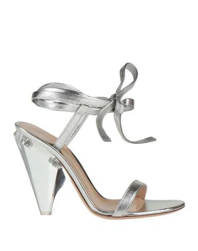 GIANVITO ROSSI GIANVITO ROSSI WOMAN SANDALS SILVER SIZE 6 SOFT LEATHER