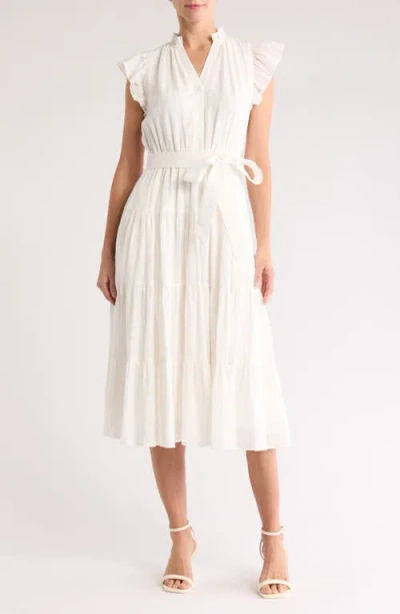 GIBSONLOOK GIBSONLOOK DIANTHUS TIERED COTTON MIDI DRESS