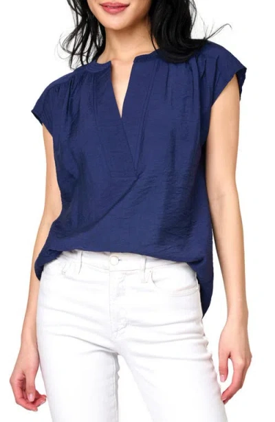 GIBSONLOOK GIBSONLOOK SPLIT NECK CAP SLEEVE HIGH-LOW TOP