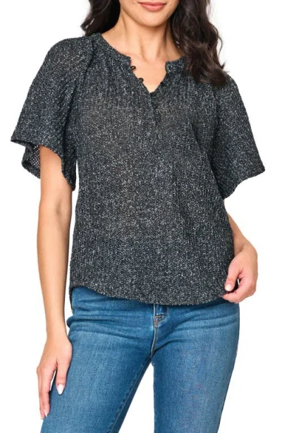 GIBSONLOOK GIBSONLOOK THE JORDAN OPEN STITCH FLUTTER SLEEVE SWEATER