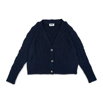 GIGI KNITWEAR WOMEN'S BLUE CABLE CARDIGAN IN NAVY GIGI + OPHELIA & INDIGO
