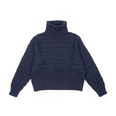 GIGI KNITWEAR WOMEN'S BLUE CABLE SWEATER IN NAVY