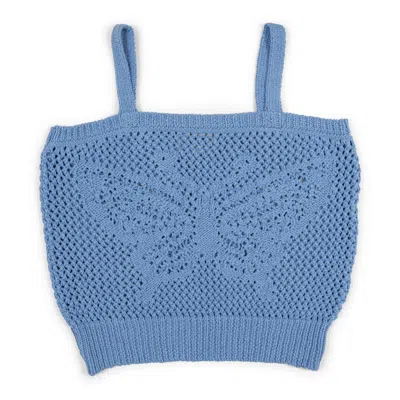 GIGI KNITWEAR WOMEN'S BUTTERFLY COTTON KNIT TANK TOP IN BLUE