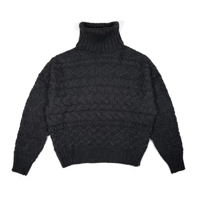 GIGI KNITWEAR WOMEN'S CABLE SWEATER IN CHARCOAL GREY