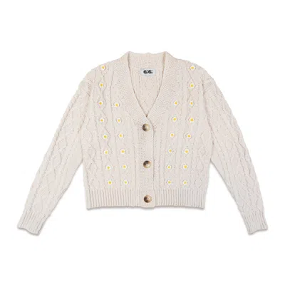 GIGI KNITWEAR WOMEN'S NEUTRALS DAISY COTTON CARDIGAN IN NATURAL