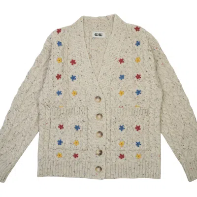 GIGI KNITWEAR WOMEN'S NEUTRALS WILD FLOWER CARDI IN NATURAL