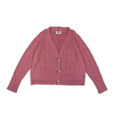 GIGI KNITWEAR WOMEN'S PINK CABLE CARDIGAN IN DARK ROSE GIGI + OPHELIA & INDIGO