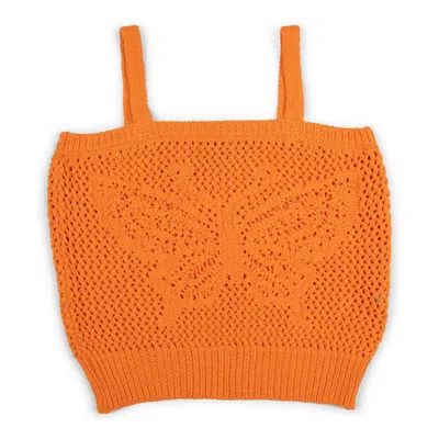 GIGI KNITWEAR WOMEN'S BUTTERFLY COTTON KNIT TANK TOP IN ORANGE