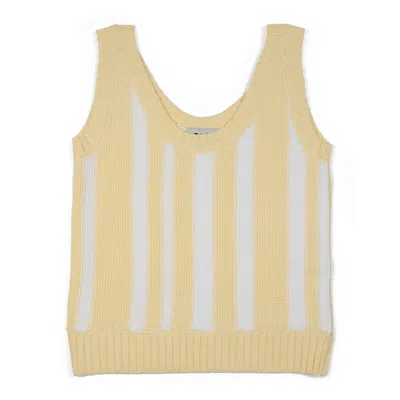 GIGI KNITWEAR WOMEN'S VERTICAL STRIPE TANK TOP IN LIGHT YELLOW & WHITE