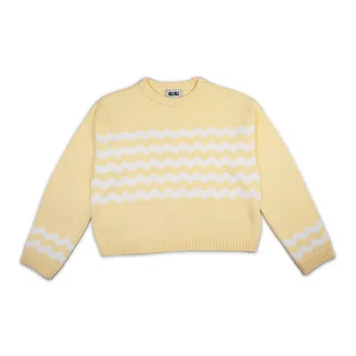 GIGI KNITWEAR WOMEN'S WAVY STRIPE COTTON SWEATER IN LIGHT YELLOW