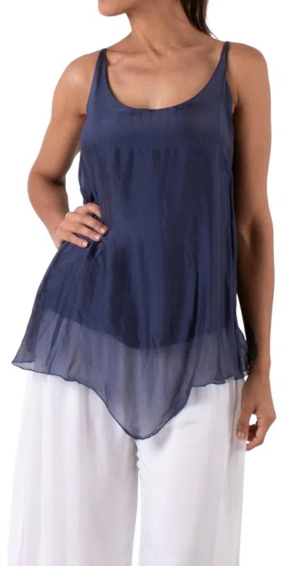 GIGI MODA CATANIA SILK TANK TOP IN NAVY
