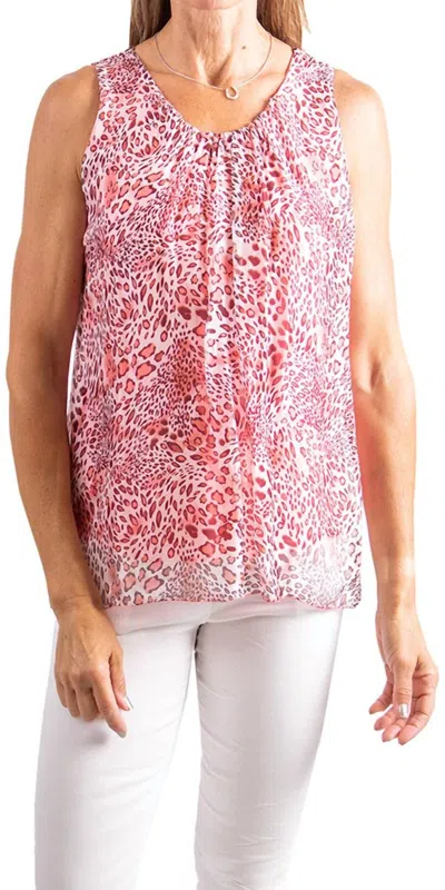 GIGI MODA CHIETI SILK CHEETAH PRINT TANK TOP IN CORAL