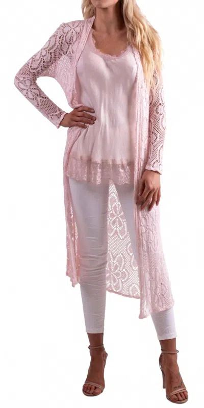 GIGI MODA CLARA LONG KNIT CARDIGAN IN PINK