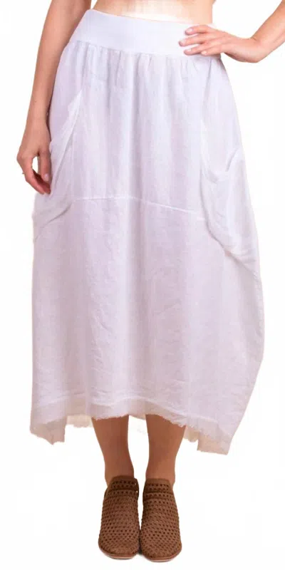 GIGI MODA CREMONA LINEN MIDI SKIRT IN WHITE