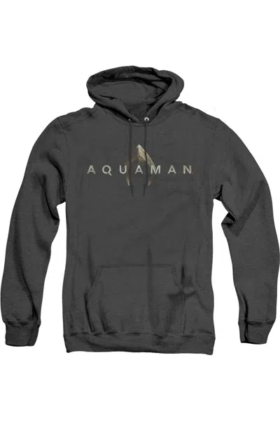GILDAN AQUAMAN MOVIE LOGO ADULT HEATHER HOODIE / HOODED SWEATSHIRT