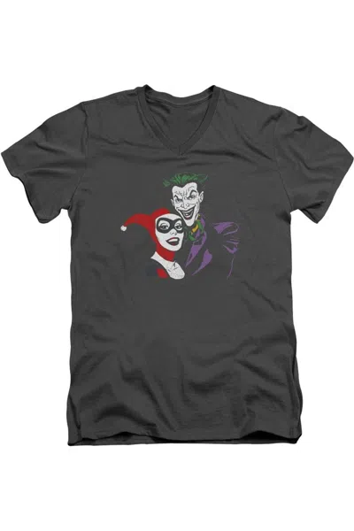 GILDAN BATMAN JOKER & HARLEY SHORT SLEEVE ADULT V NECK PREMIUM COTTON TEE / T-SHIRT