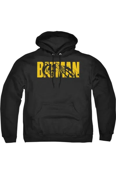 GILDAN BATMAN TEXT ON BLACK ADULT PULL OVER HOODIE / HOODED SWEATSHIRT