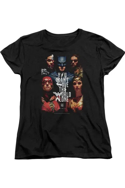 GILDAN JUSTICE LEAGUE MOVIE SAVE THE WORLD POSTER SHORT SLEEVE WOMENS TEE / T-SHIRT