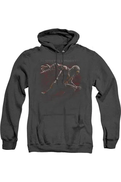 GILDAN MORTAL KOMBAT X SCORPION LUNGE ADULT HEATHER HOODIE / HOODED SWEATSHIRT