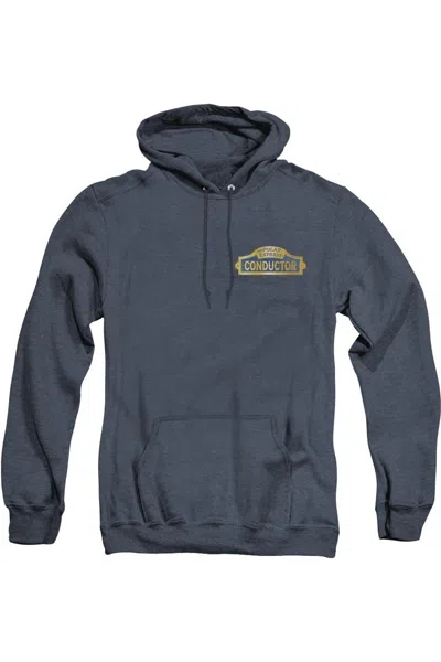 GILDAN POLAR EXPRESS CONDUCTOR ADULT HEATHER HOODIE / HOODED SWEATSHIRT