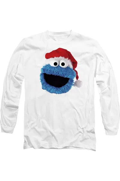GILDAN SESAME STREET COOKIE MONSTER CHRISTMAS HAT LONG SLEEVE ADULT TEE / T-SHIRT
