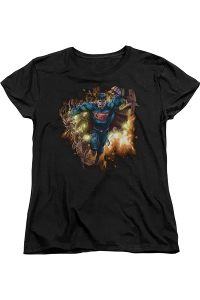 GILDAN SUPERMAN BLASTING THROUGH SHORT SLEEVE WOMENS TEE / T-SHIRT