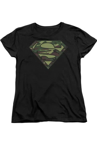 GILDAN SUPERMAN CAMO LOGO SHORT SLEEVE WOMENS TEE / T-SHIRT