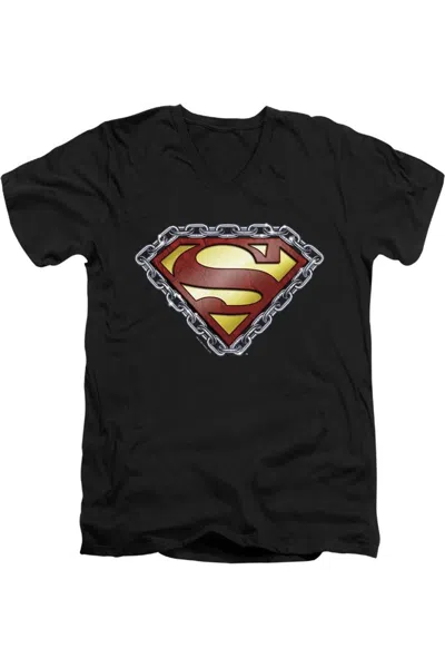 GILDAN SUPERMAN CHAINED SHIELD SHORT SLEEVE ADULT V NECK TEE / T-SHIRT