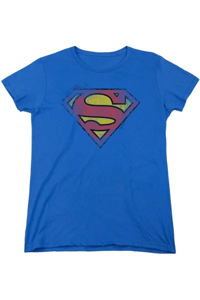 GILDAN SUPERMAN DESTROYED SUPES LOGO SHORT SLEEVE WOMENS TEE / T-SHIRT